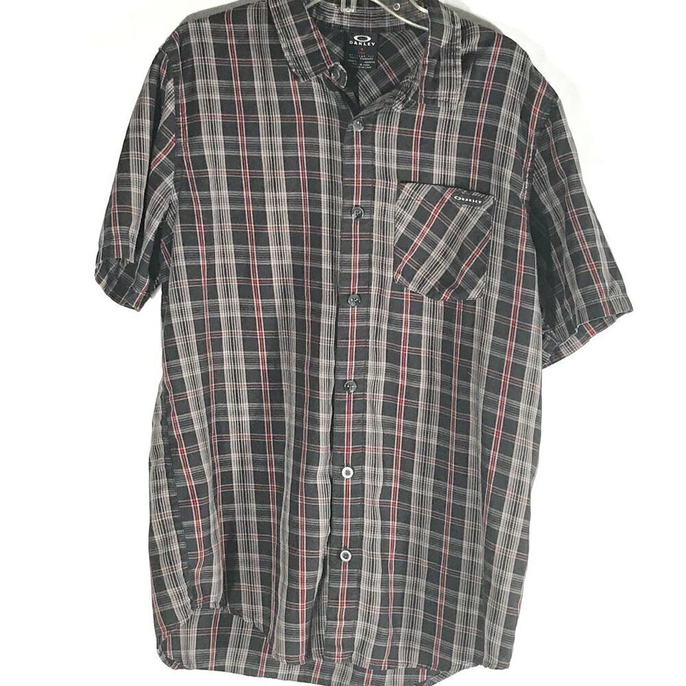 OAKLEY Plaid Mens Button Up Medium Dress Shirt